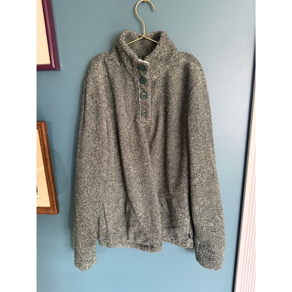 Eddie Bauer Men's Heather Grey Button-Front Turtleneck Sweater